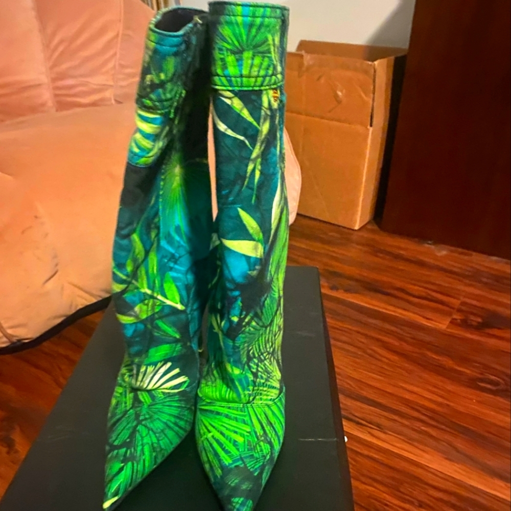 Versace Green Knee High Boots size 10